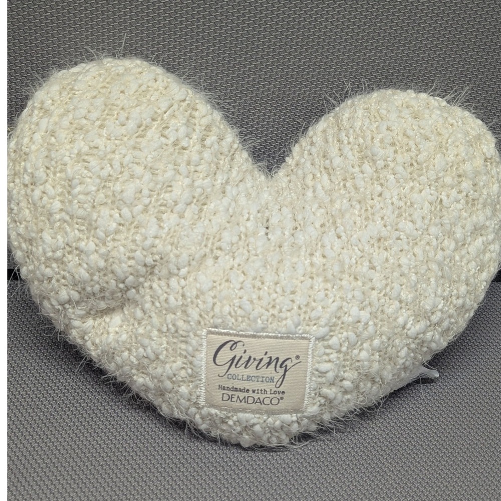 DEMDACO Giving Collection Weighted Heart Pillow Ivory Cream Popcorn Knit Plush